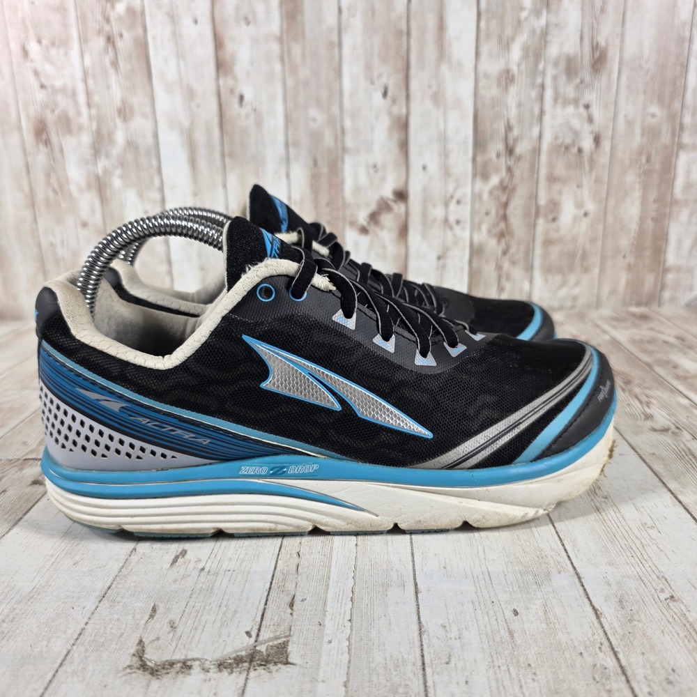 Altra Torin‎ IQ Mens 8.5 Black Blue Silver Road Running Shoes Zero Drop Sneakers